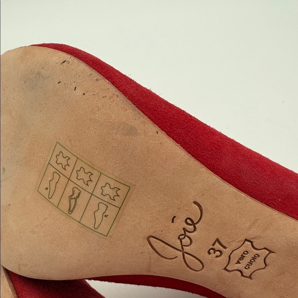 Joie Red Suede Peep-Toe Heeled Boots women 37 suede casual Y2K casual office - Picture 9 of 13